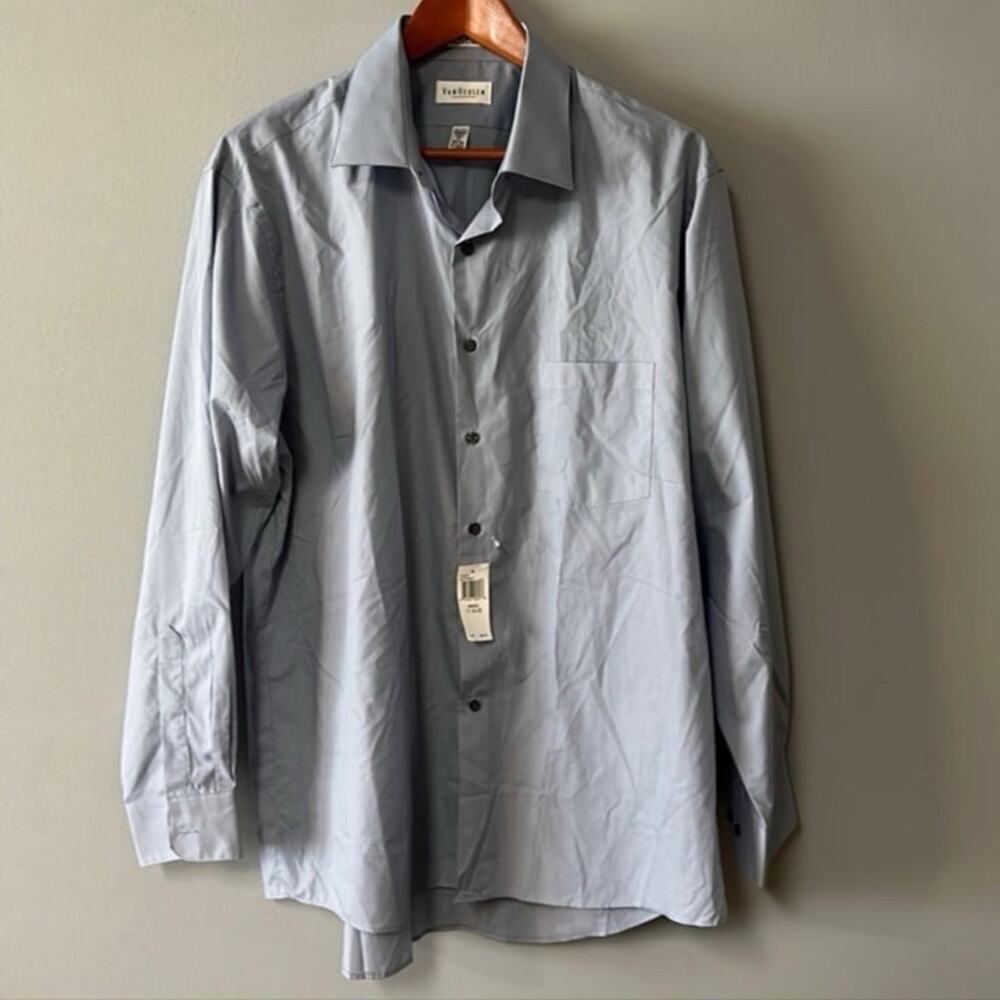 NEW Mens Size XL Van Heusen Dress Shirt 55%, cotton, 45% polyester Blue gray co